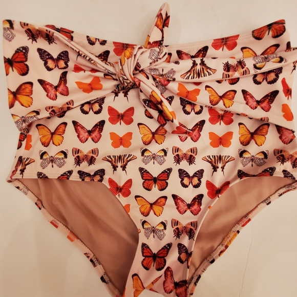 Kortni Jeane Butterfly High Waist Swim Bottoms Size Small - Picture 1 of 3